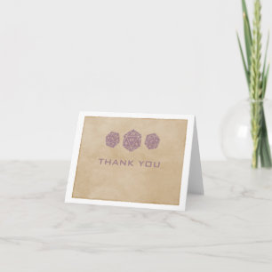 Purple Grunge D20 Dice Gamer Thank You Card