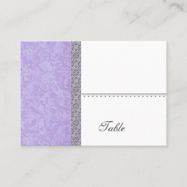 Purple Grunge Damask Carte Place - Mariage (Devant)