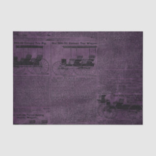 Purple Grunge Distressed Vintage Newspaper Tissue Paper