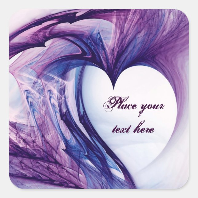 Purple Grunge Heart Square Sticker (Front)