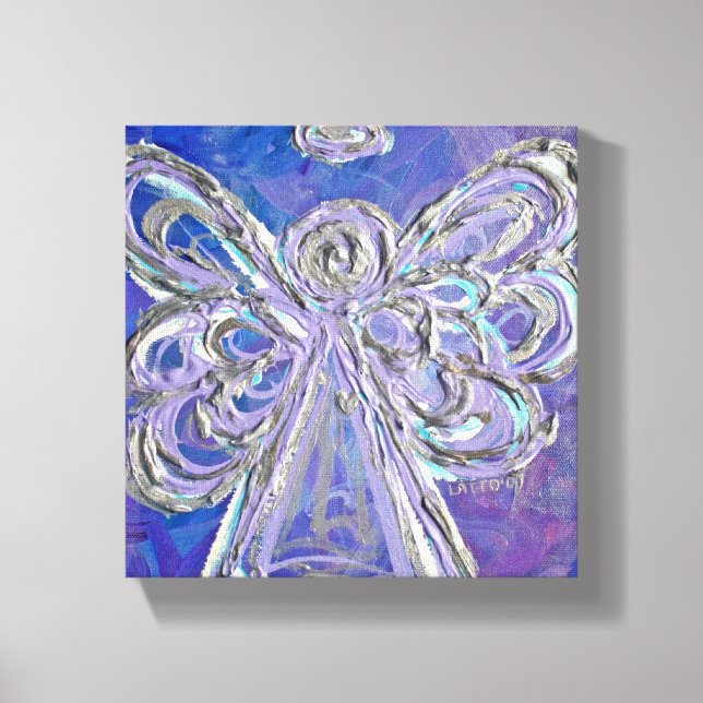 Purple Guardian Angel Art Wrapped Canvas Painting (Front)