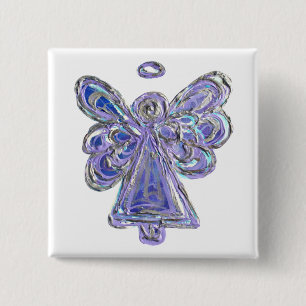 Purple Guardian Angel Custom Holiday Button Pin