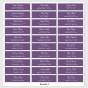Purple guests name address. Wedding shipping label