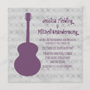 Purple Guitar Grunge Wedding Invite