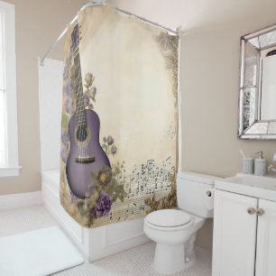 Purple Guitar Music Notes Flowers