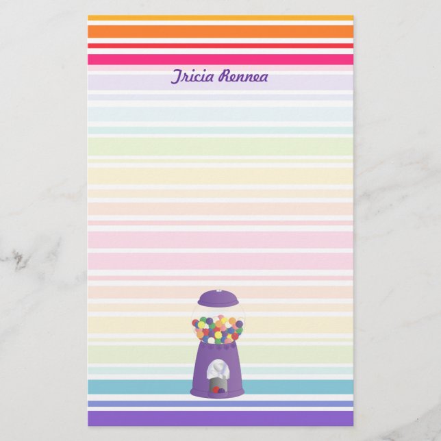 Purple Gumball Machine Stationery (Front)