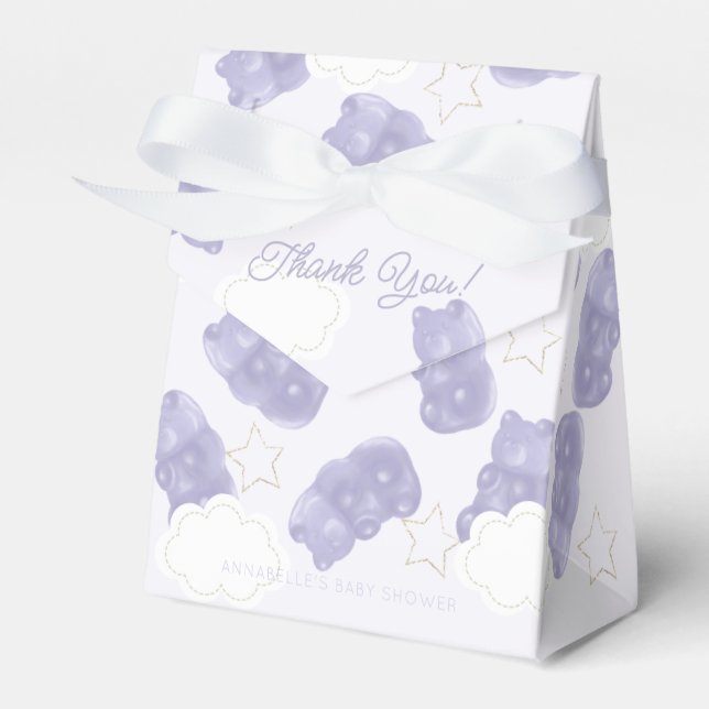 Purple Gummy Bear Baby Shower Favor Box (Front Side)