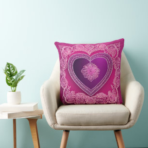 Purple Gummy Heart AI art  Throw Pillow