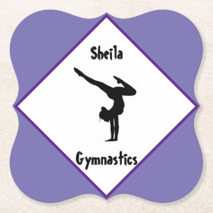 Purple Gymnastics Personalized Paper Coaster