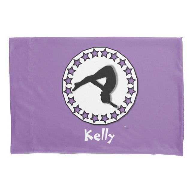 Purple Gymnastics personalized pillowcase (Front)