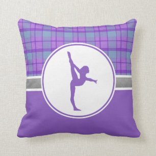 Purple Gymnastics Sweetheart Plaid Throw Pillow