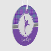 Purple Gymnastics Sweetheart Plaid w/ Monogram Ornament (Front)