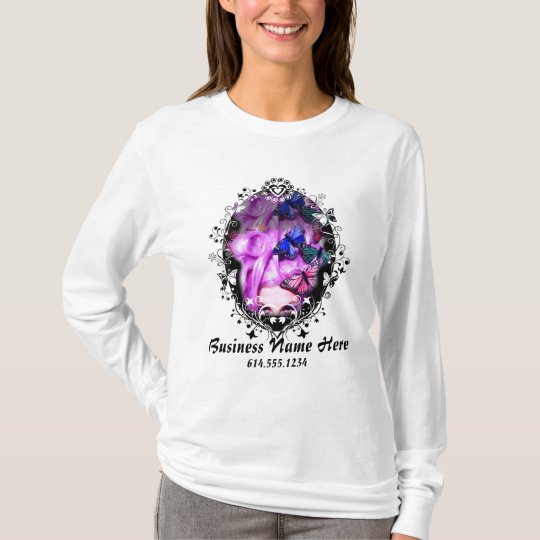 Purple Hair Butterfly Lady T-Shirt Design 1