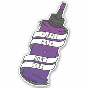 Purple Hair Don't Care Cute Cartoon Dye Bottle