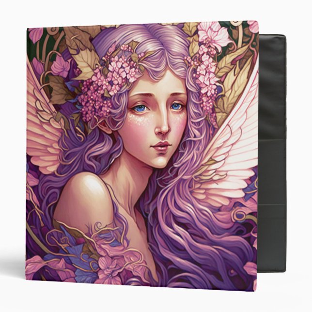Purple Hair Fairy Angel Fantasy Art Binder (Front/Inside)