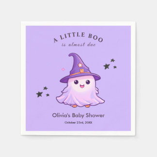 Purple Halloween A Little Boo Baby Shower Napkin