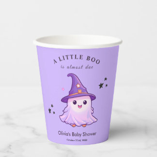 Purple Halloween A Little Boo Baby Shower Paper Cups