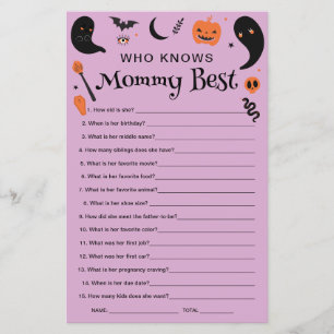 Purple Halloween Baby Shower Who Knows Mommy Best