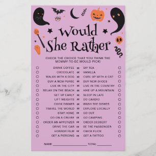Purple Halloween Baby Shower Would She Rather Game