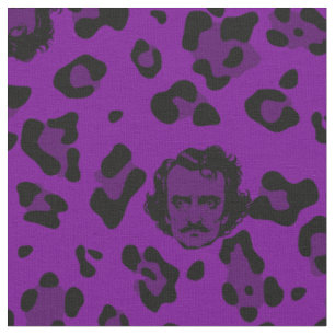 purple halloween Edgar Allan Poe leopard print Fabric