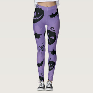 Purple Halloween Leggings with creatures booo