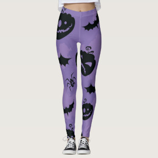 Purple Halloween Leggings with creatures booo