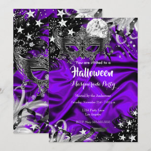 Purple Halloween Magical Night Masquerade Party Invitation