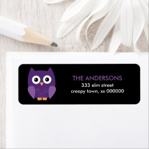 Purple Halloween Owl Halloween Labels
