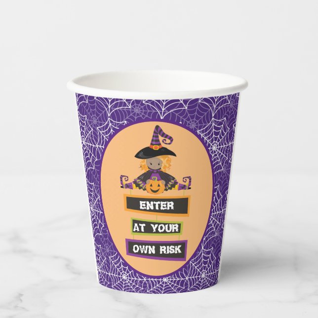 Purple Halloween party Paper cups (Front)