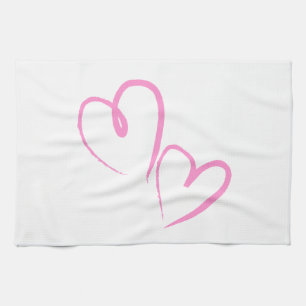 Purple Hand Drawn Hearts Kitchen Towel
