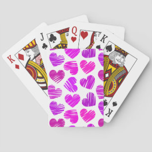 Purple hand drawn hearts Playing Cards