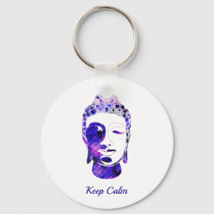 Purple hand drawn motivational buddha silhouette keychain