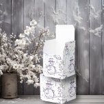 Purple Hand Drawn Snowman Christmas Favor Box<br><div class="desc">Hand drawn,  cute illustration of a snowman in winter colours of purple,  light blue,  and grey.  He wears a top hat,  scarf,  and carrot nose.  He stands on a hill of snow near a Christmas tree with a star.  "Merry Christmas!" text is included.</div>
