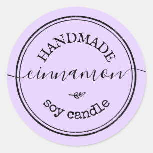 Purple Handmade Script Black Border Product Label