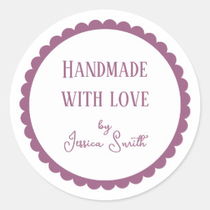 Purple Handmade with Love Craft Business Classic Round Sticker
