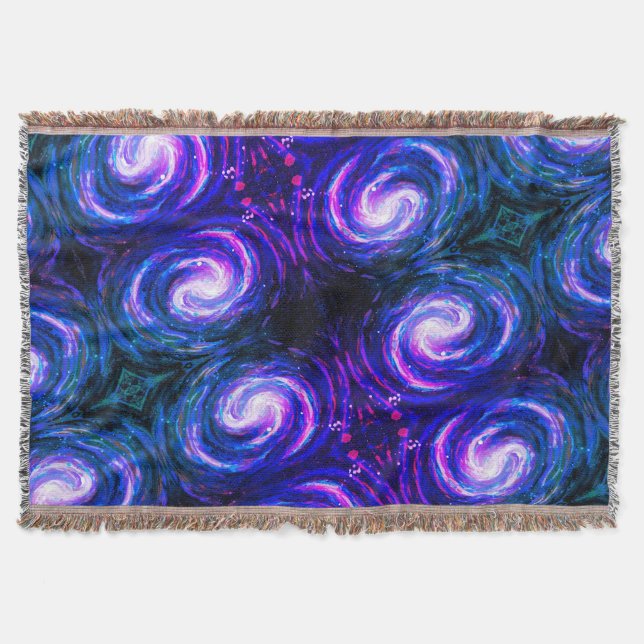 Purple Handpainted Galaxy Pattern Throw Blanket (Front)