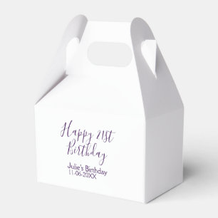 Purple happy 21st birthday name date Keychain Favor Box