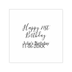Purple happy 21st birthday name date Keychain Self-inking Stamp
