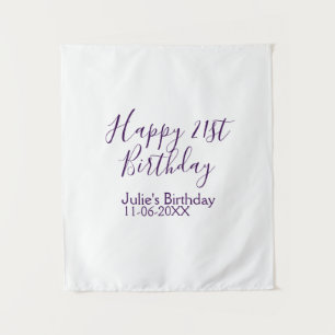 Purple happy 21st birthday name date Keychain Tapestry