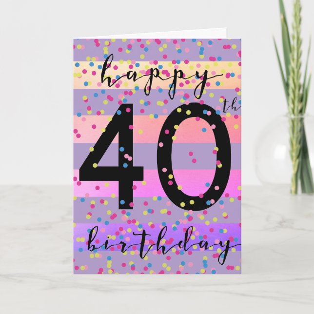 Purple Happy 40th Birthday Card (Front)