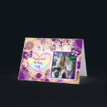 Purple Happy Birthday Photo Card for Sister<br><div class="desc">Purple Happy Birthday Card for Sister with flowers and butterflies.

Personalize this card by adding your favorite picture of you and your sister!</div>