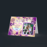 Purple Happy Birthday Photo Card for Sister<br><div class="desc">Purple Happy Birthday Card for Sister with flowers and butterflies.

Personalize this card by adding your favorite picture of you and your sister!</div>
