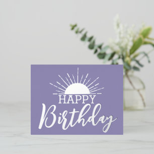 Purple Happy Birthday Sunshine Real Gold Foil   Holiday Postcard