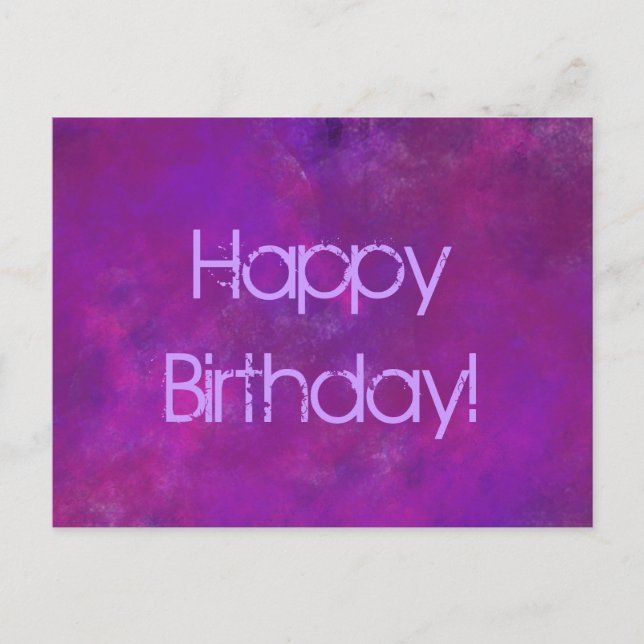 Purple Happy Birthday with message Postcard (Front)