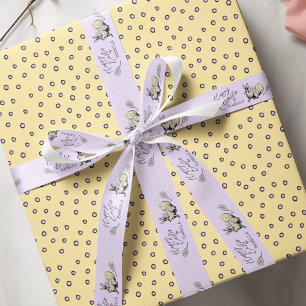 Purple Happy Easter Bunny Rabbit and Eggs Name Grosgrain Ribbon