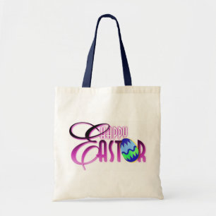 Purple Happy Easter Egg Tote Bag