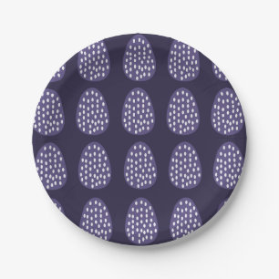 Purple Happy Easter Eggs Pattern Paper Plate