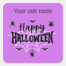 Purple Happy Halloween Cafe sticker