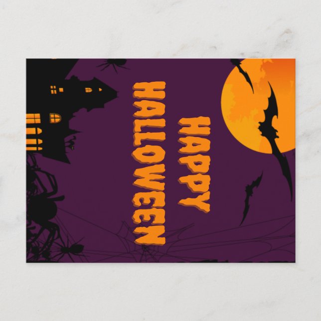 Purple Happy Halloween Poster Postcard (Front)