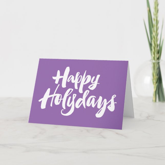 Purple Happy Holydays Holidays Christian Christmas Holiday Card (Front)